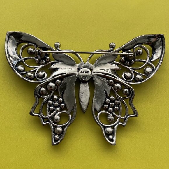 Bundle - Avon Rhinestone Butterfly Brooch, Aquamarine and Multicolor, 3x2 inches - Picture 3 of 9